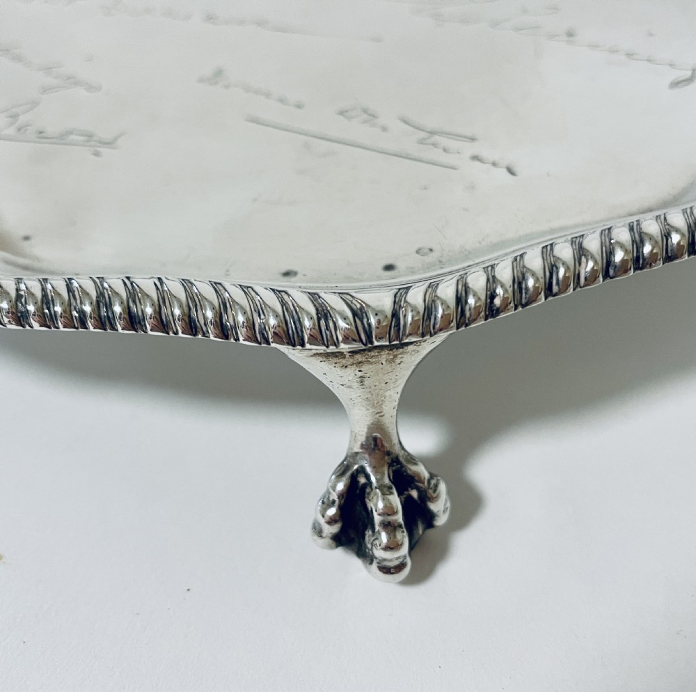 Antique Solid Sterling Silver Salver View III