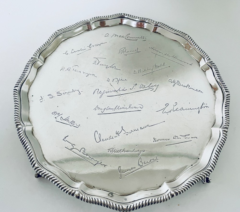 Antique Solid Sterling Silver Salver View IV