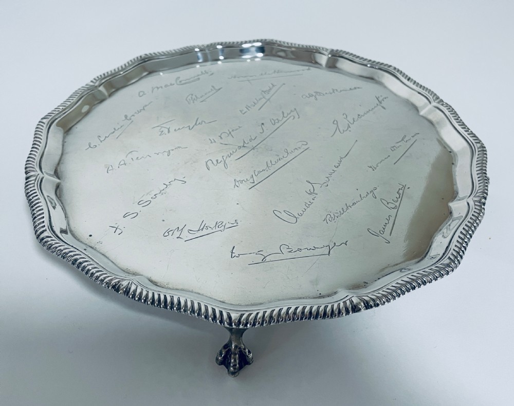 Antique Solid Sterling Silver Salver View VI