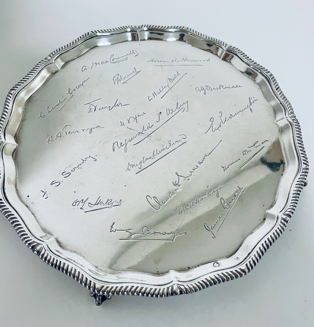 Antique Solid Sterling Silver Salver View VII