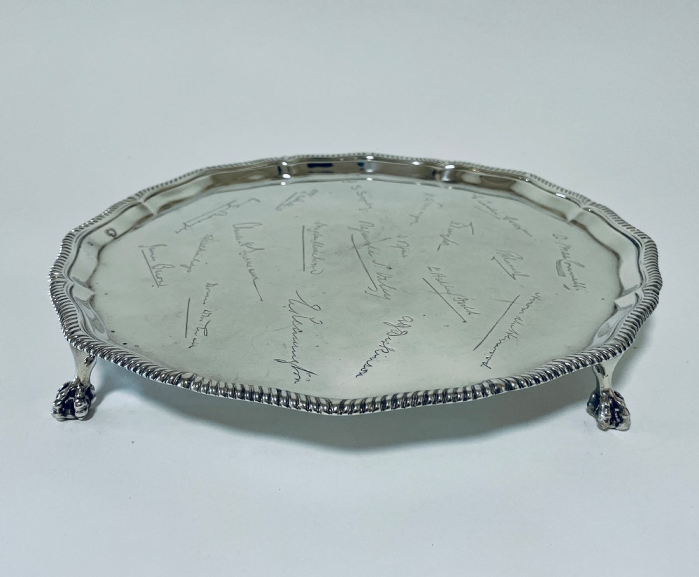 Antique Solid Sterling Silver Salver View XI