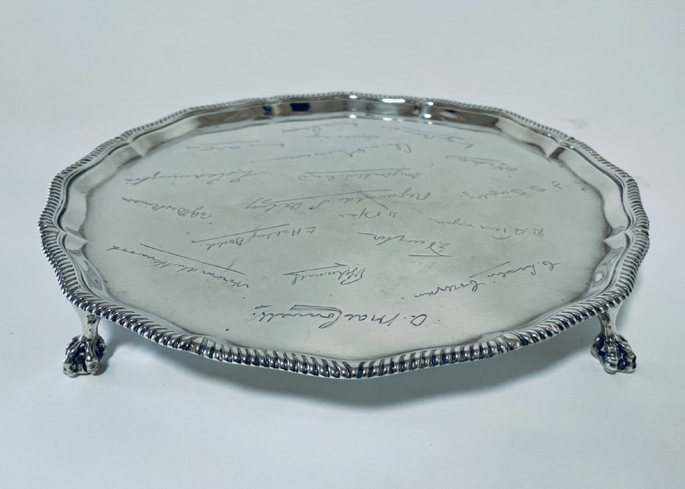 Antique Solid Sterling Silver Salver View XII