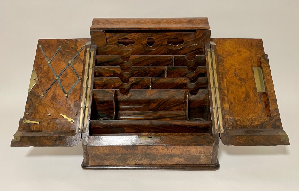 Victorian Burr Walnut Stationery Cabinet