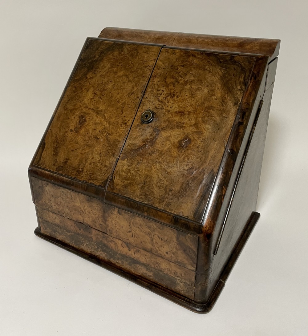 Victorian Burr Walnut Stationery Cabinet View III