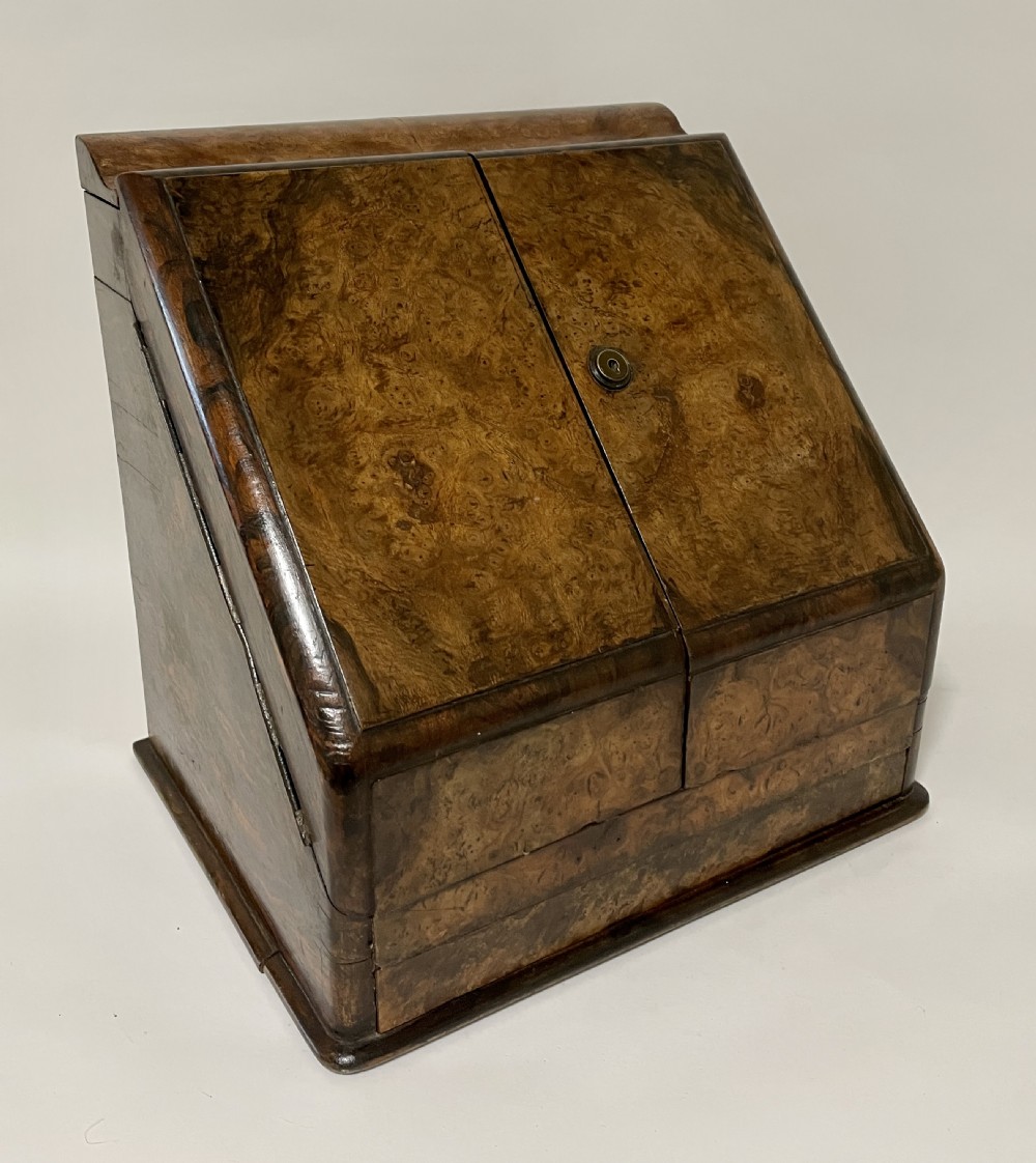 Victorian Burr Walnut Stationery Cabinet View IX