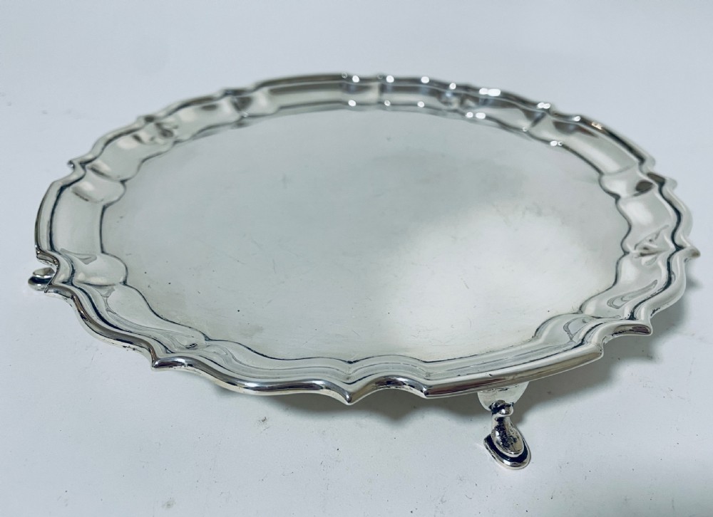 Antique Solid Sterling Silver Salver View VI