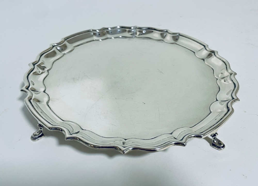 Antique Solid Sterling Silver Salver View VII