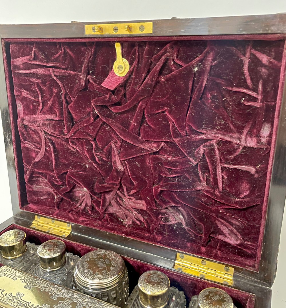 Victorian Rosewood Vanity Box with Silver Gilt Fittings 1844 View III