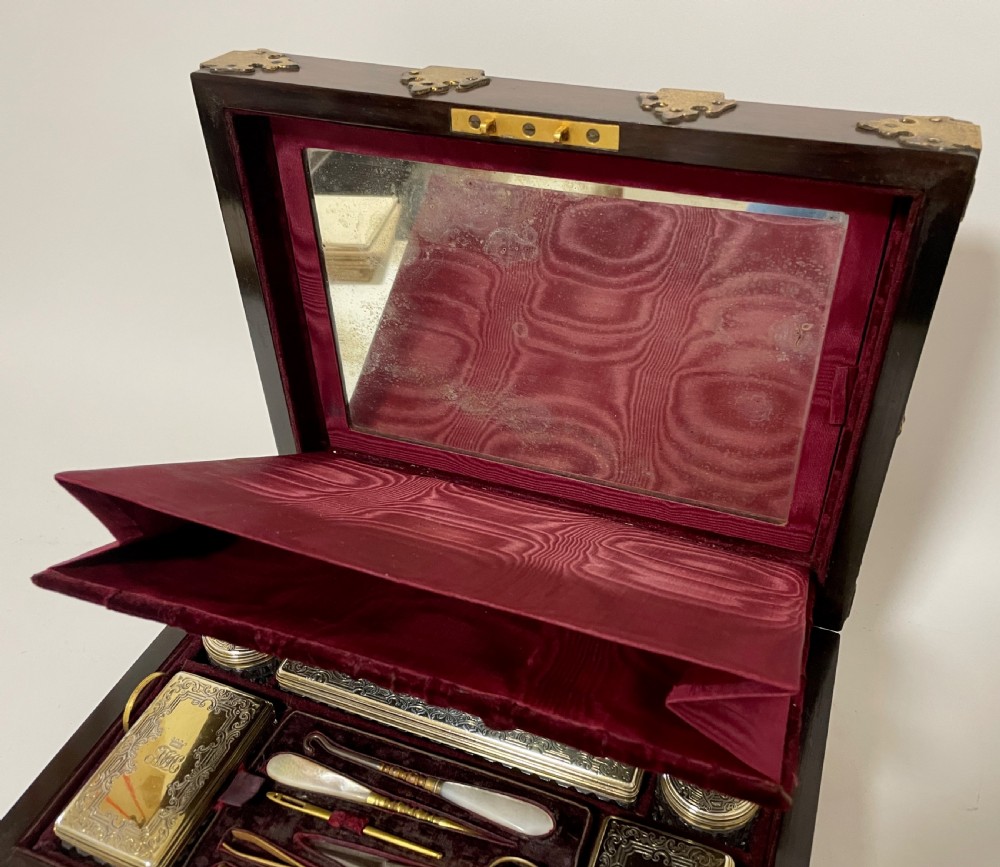 Victorian Rosewood Vanity Box with Silver Gilt Fittings 1844 View VI