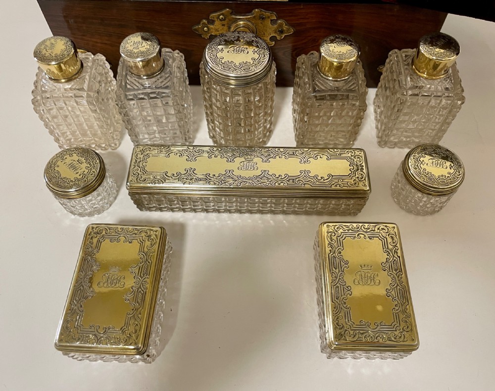 Victorian Rosewood Vanity Box with Silver Gilt Fittings 1844 View X