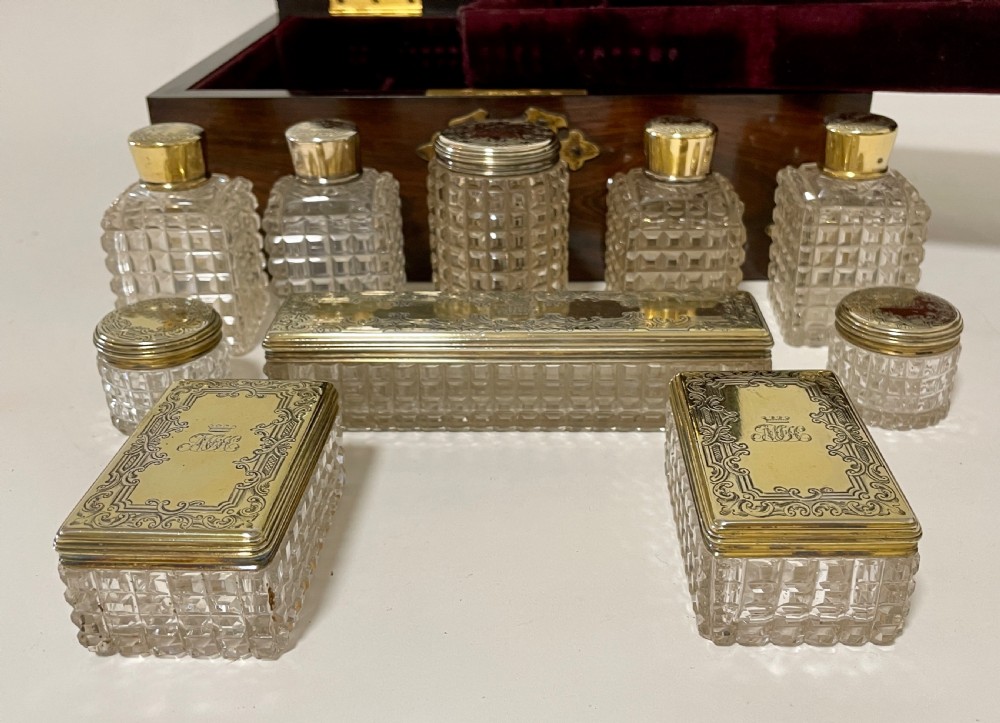 Victorian Rosewood Vanity Box with Silver Gilt Fittings 1844 View XI