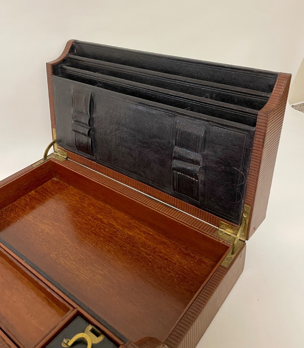 Victorian Leather Writing Document Box View XV