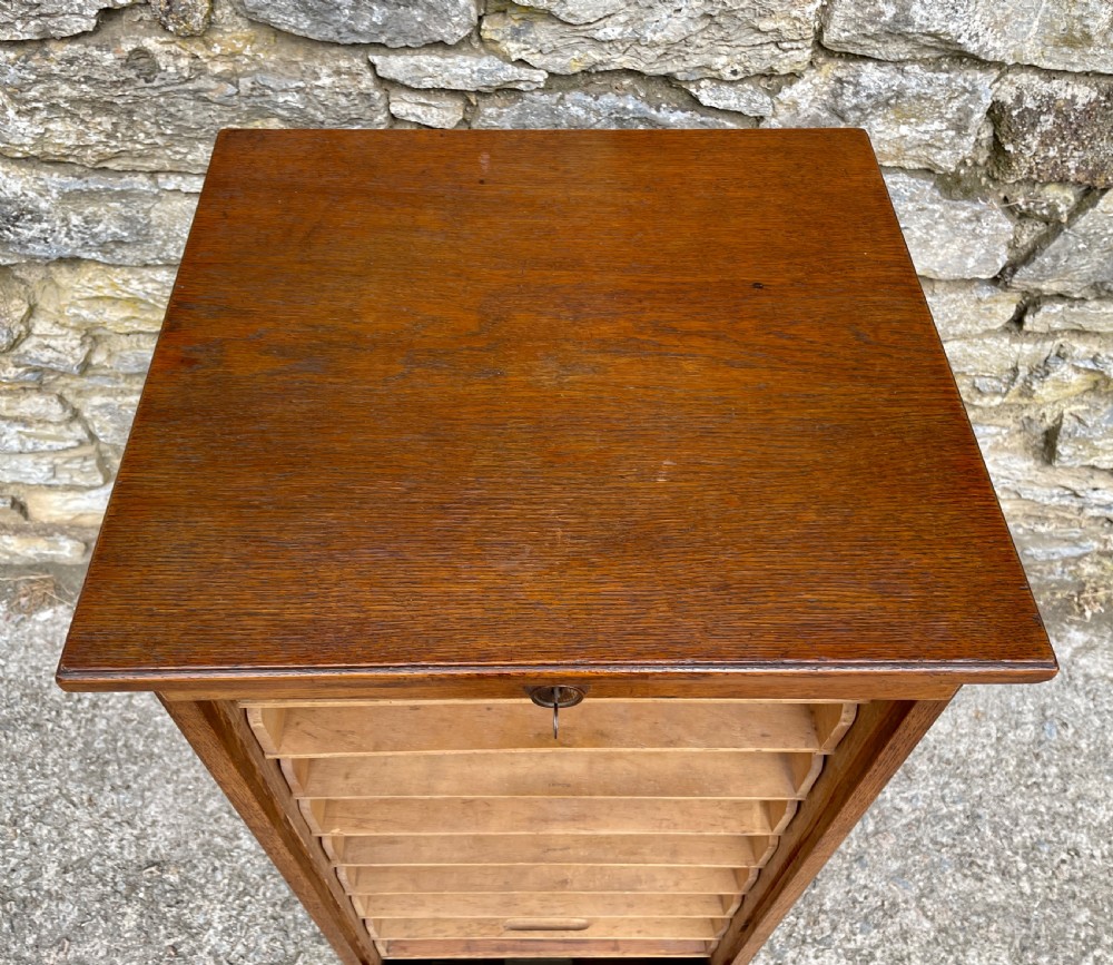 Antique Oak Tambour Filing Cabinet View IV