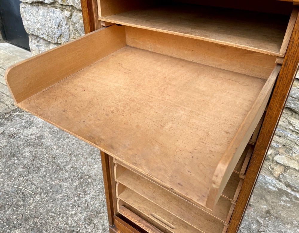 Antique Oak Tambour Filing Cabinet View VIII