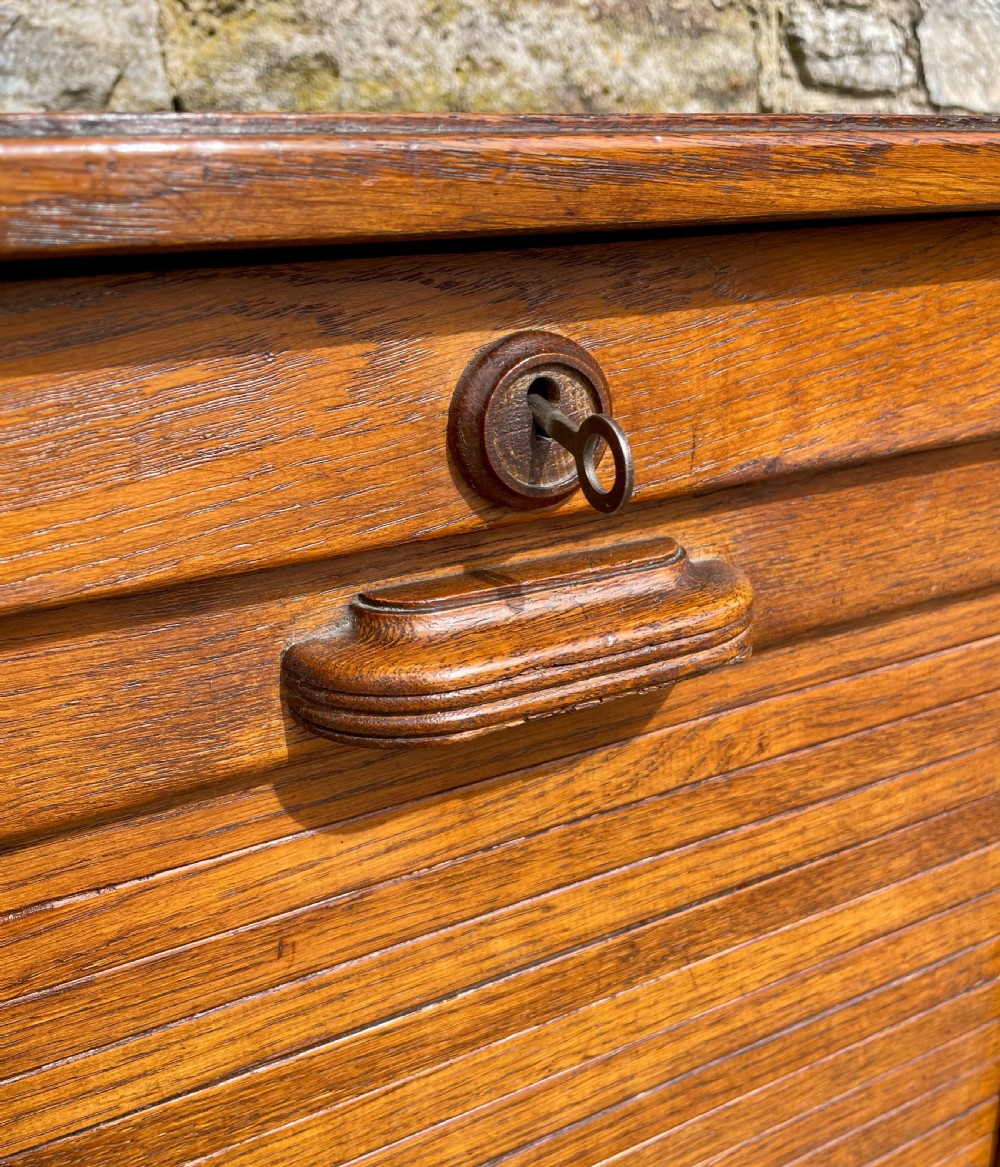 Antique Oak Tambour Filing Cabinet View XIII