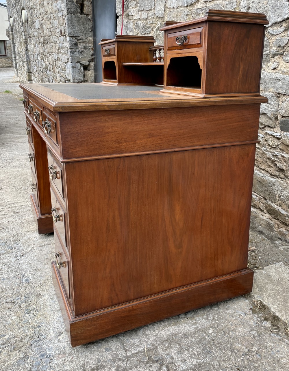 Antique Edwardian Walnut Pedestal Desk View V