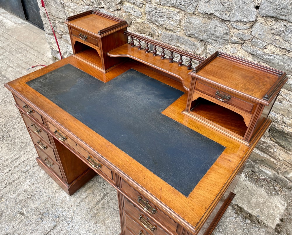 Antique Edwardian Walnut Pedestal Desk View VI