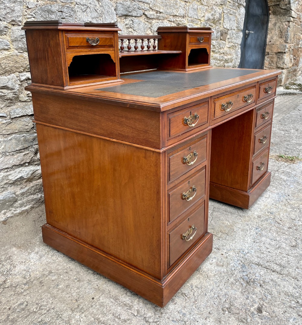 Antique Edwardian Walnut Pedestal Desk View VII