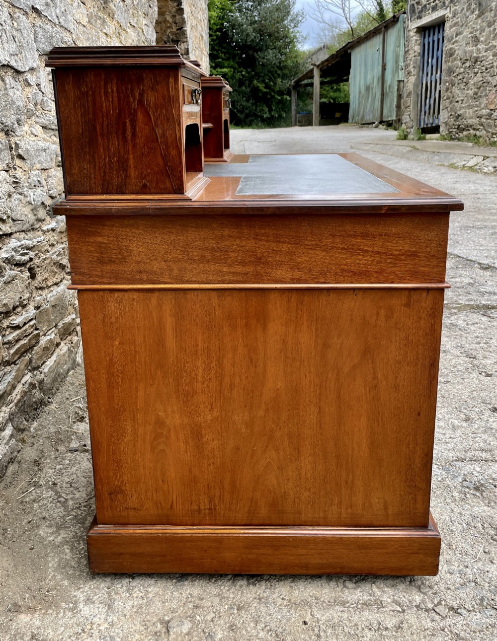 Antique Edwardian Walnut Pedestal Desk View XI