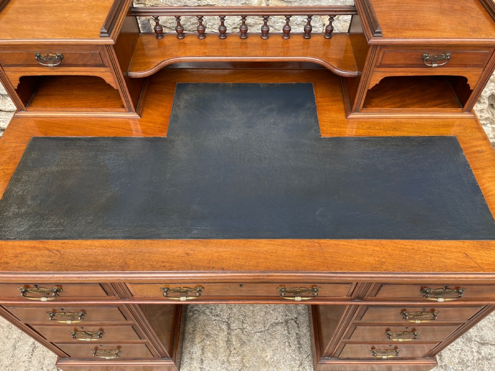 Antique Edwardian Walnut Pedestal Desk View XV