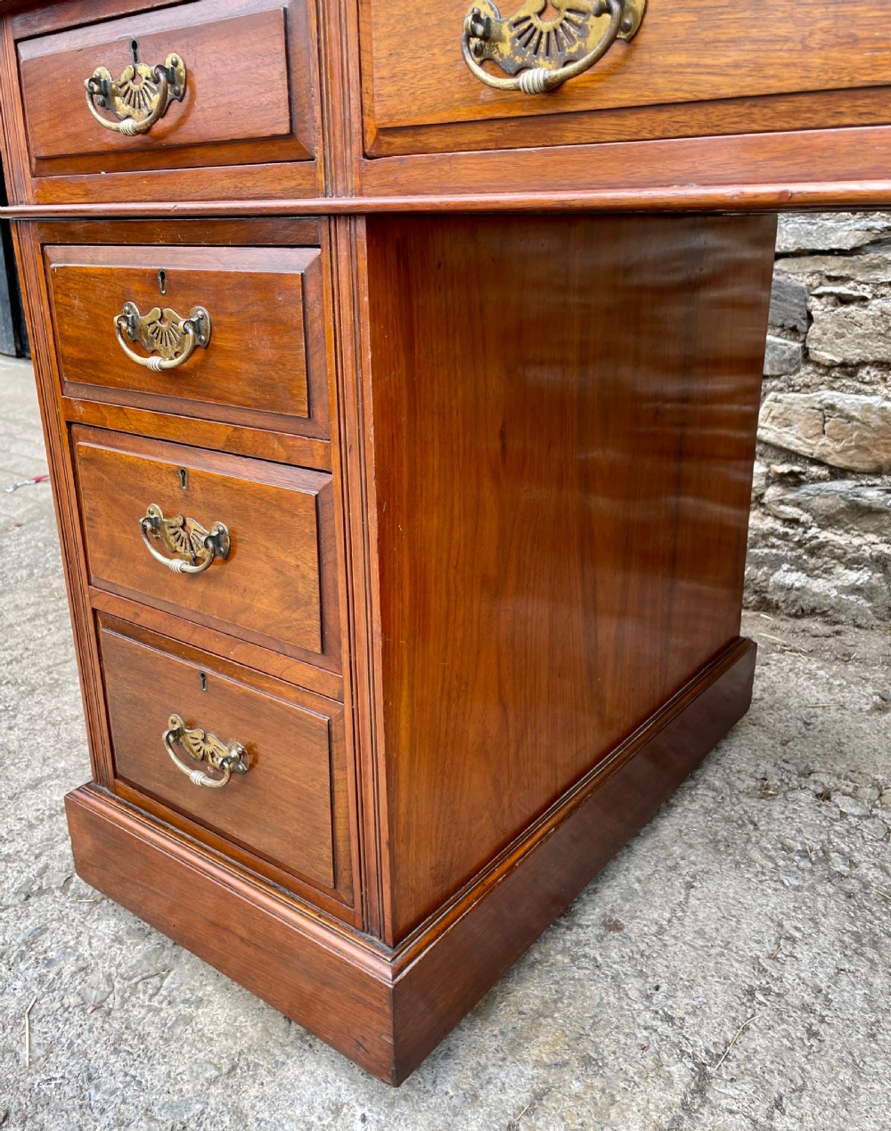Antique Edwardian Walnut Pedestal Desk View XVI