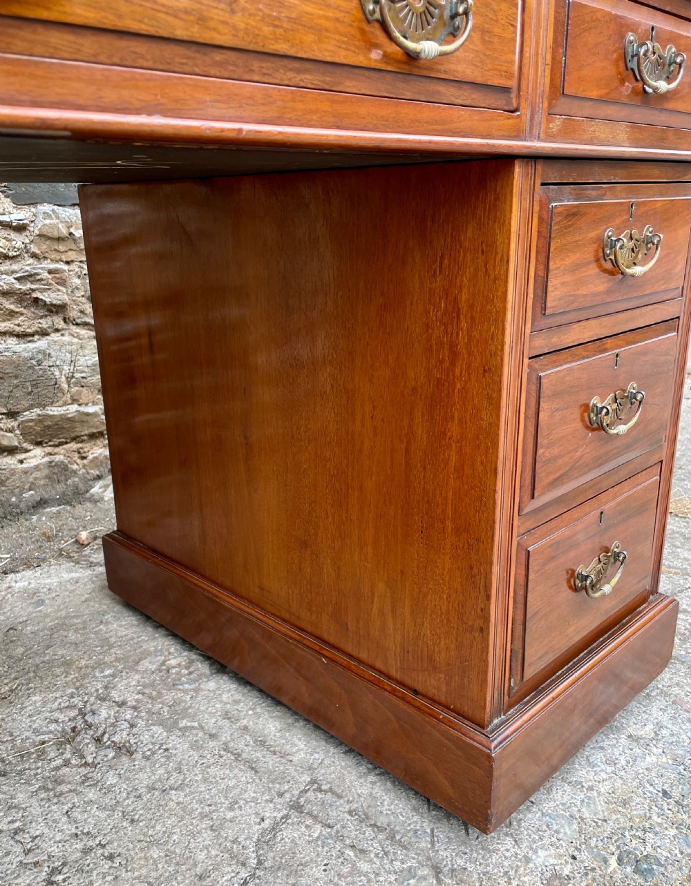 Antique Edwardian Walnut Pedestal Desk View XVII