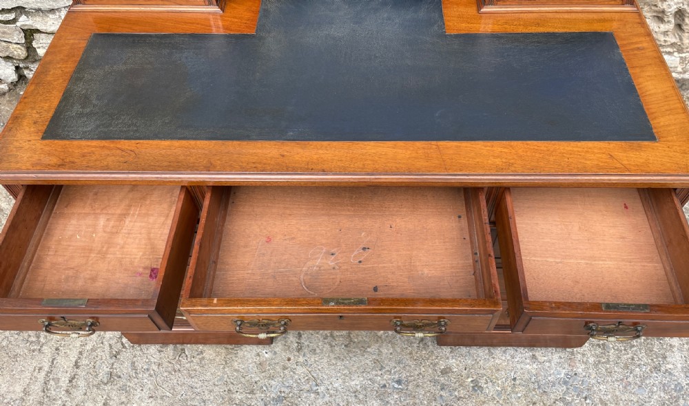 Antique Edwardian Walnut Pedestal Desk View XVIII