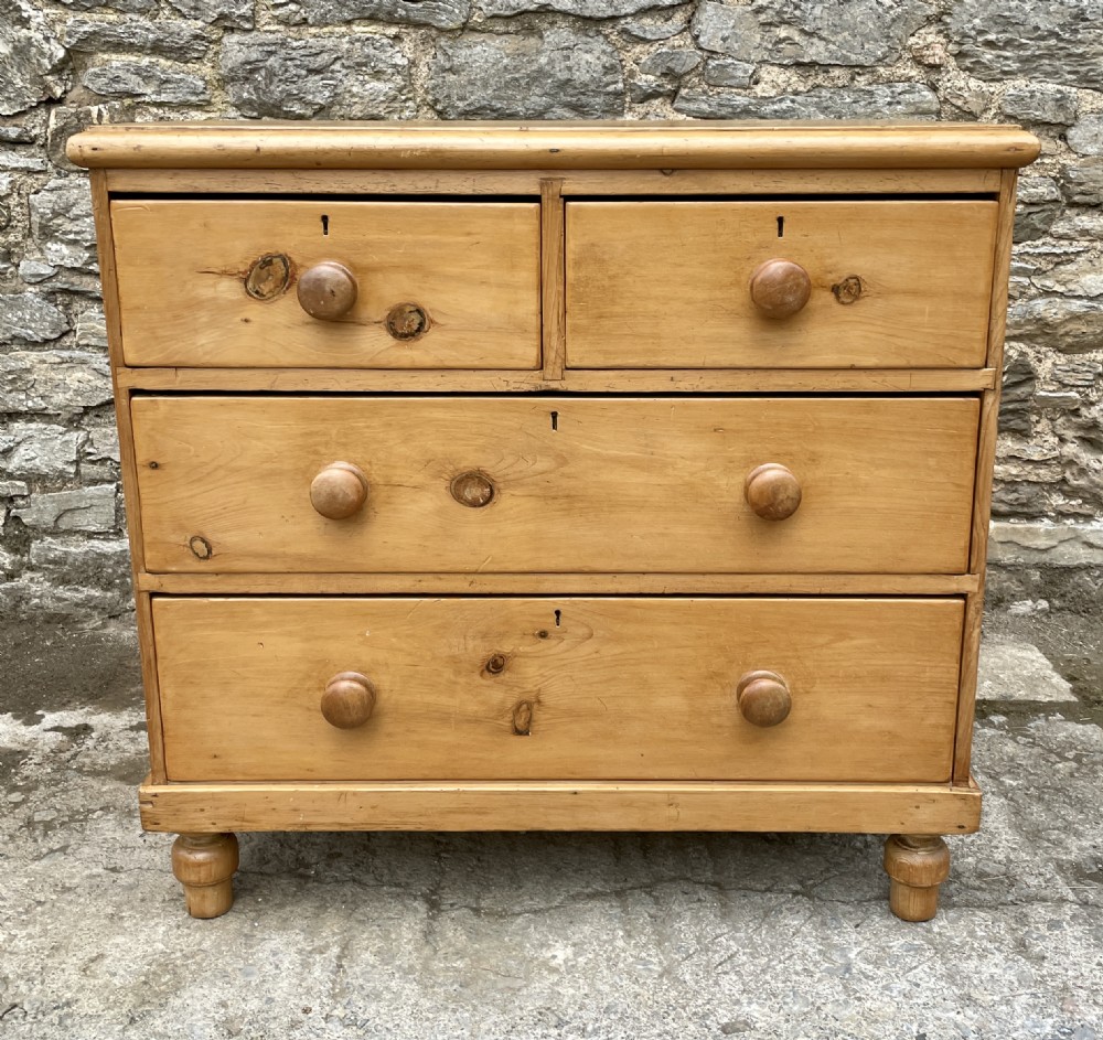 Small Victorian Stripped Pine Chest of Drawers
