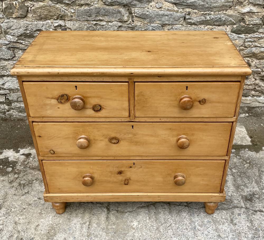 Small Victorian Stripped Pine Chest of Drawers View III