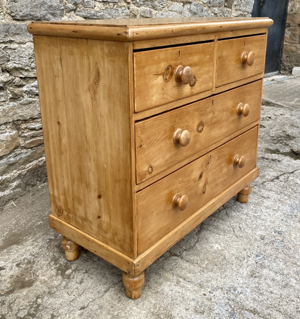 Small Victorian Stripped Pine Chest of Drawers View V
