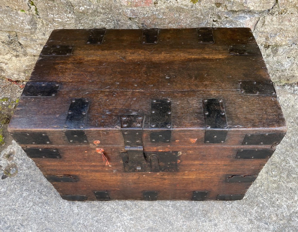 Antique Victorian Strapped Oak Silver Chest View II