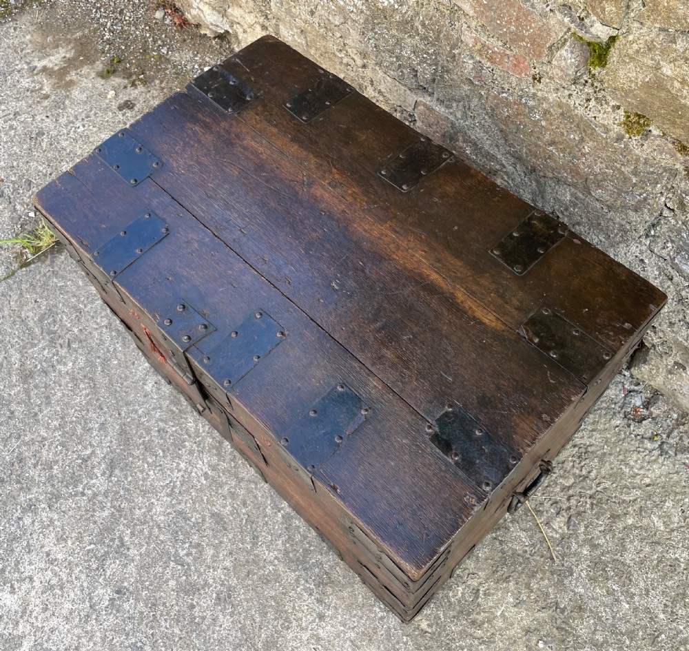 Antique Victorian Strapped Oak Silver Chest View IV