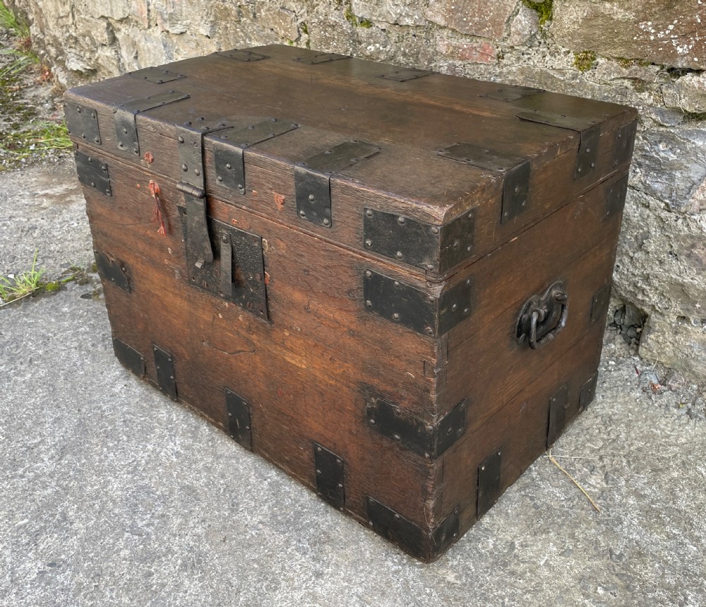 Antique Victorian Strapped Oak Silver Chest View V