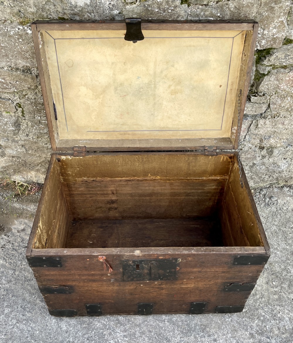 Antique Victorian Strapped Oak Silver Chest View VII