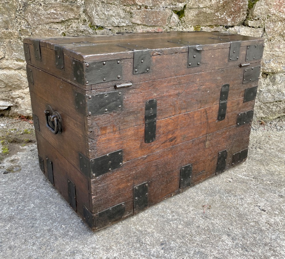 Antique Victorian Strapped Oak Silver Chest View XVII