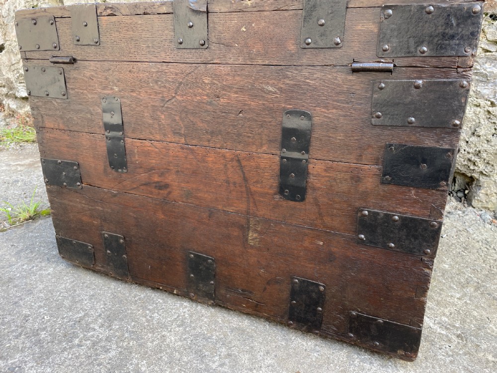 Antique Victorian Strapped Oak Silver Chest View XX