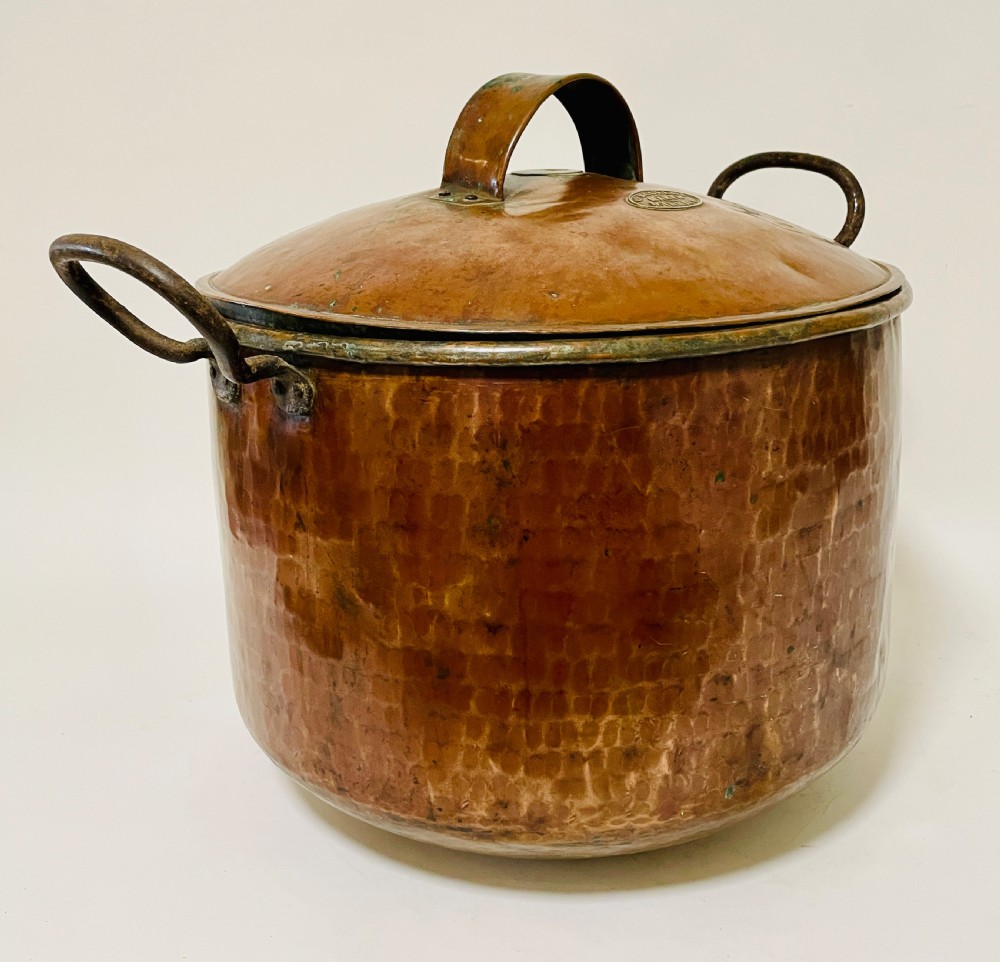 Large Antique Copper Cooking Pot View X