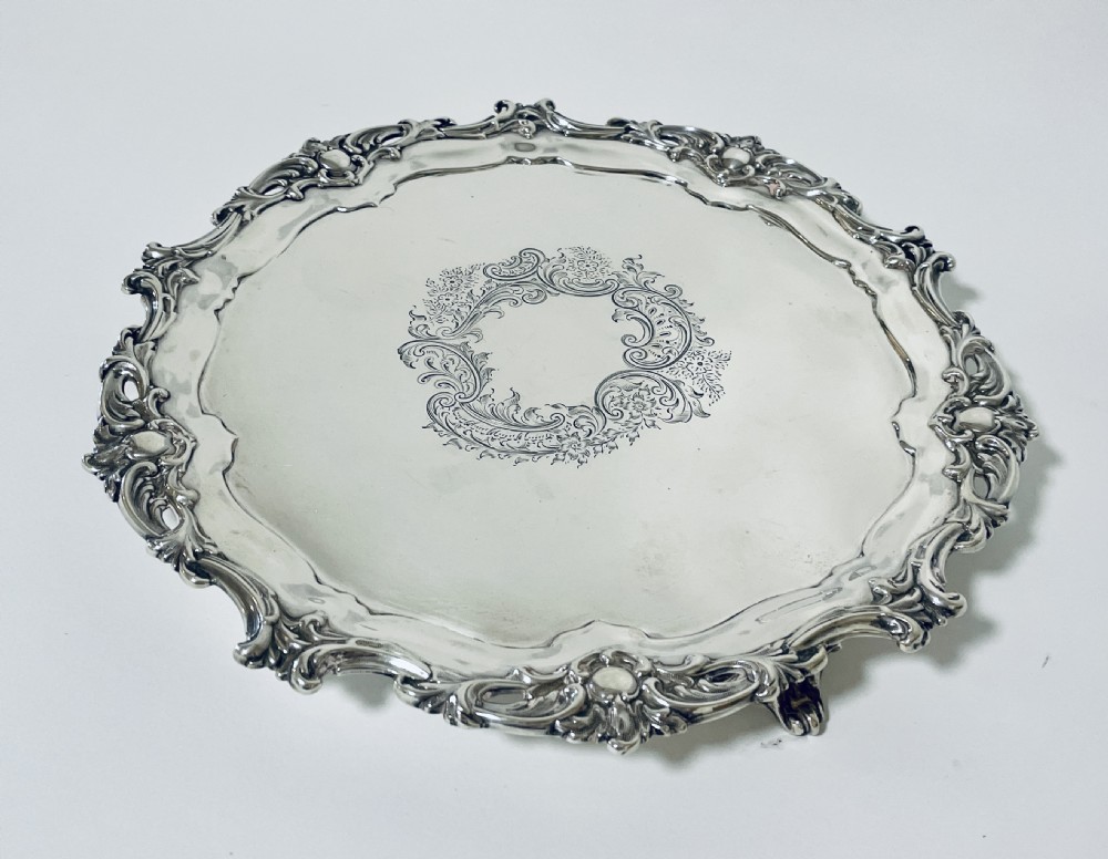 Large Antique Solid Sterling Silver Salver