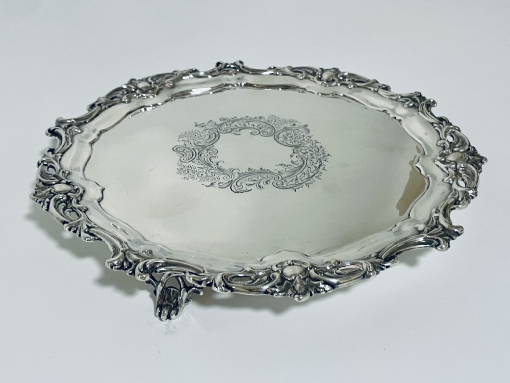 Large Antique Solid Sterling Silver Salver View II