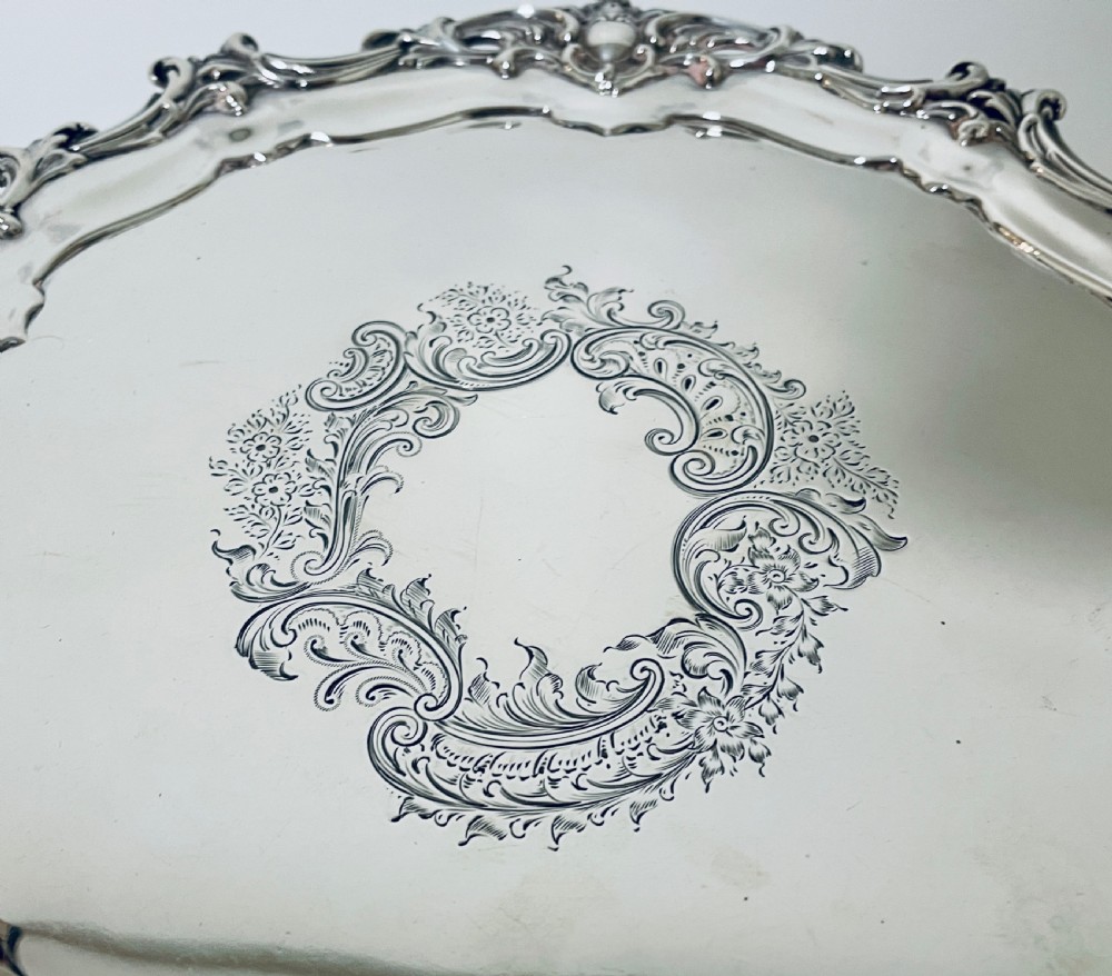 Large Antique Solid Sterling Silver Salver View III