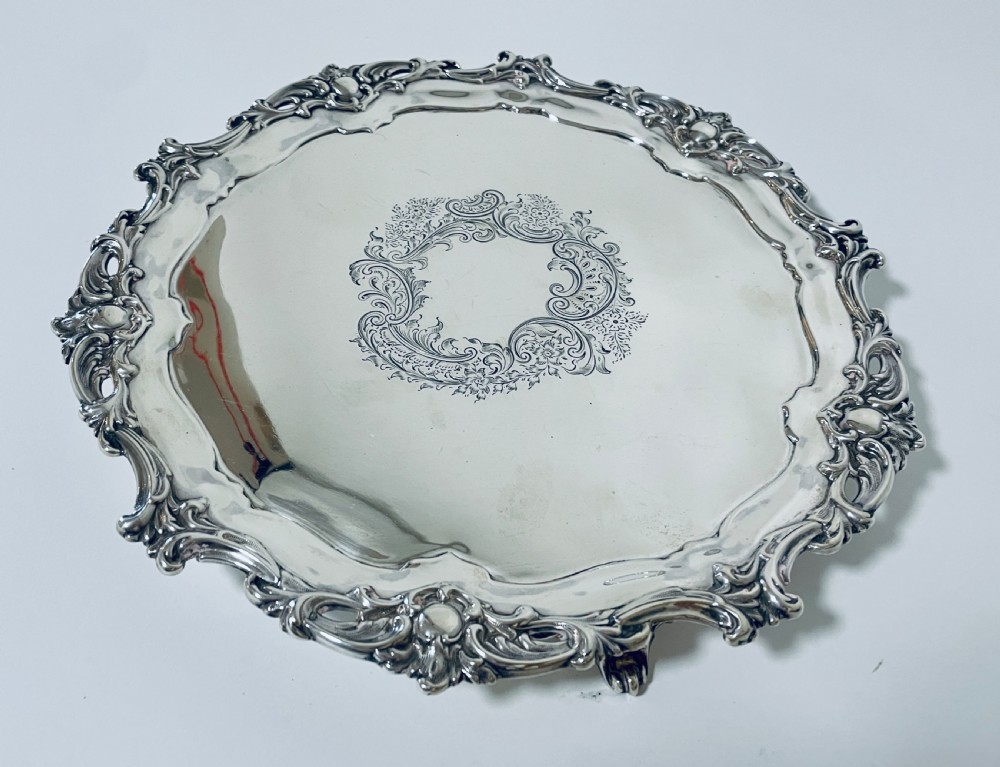 Large Antique Solid Sterling Silver Salver View IV