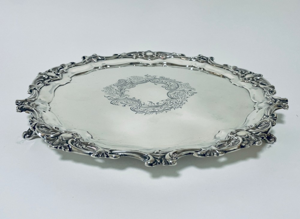 Large Antique Solid Sterling Silver Salver View V