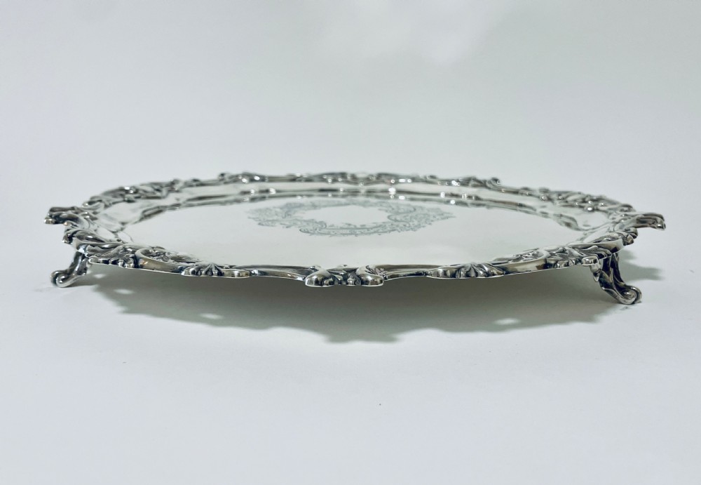 Large Antique Solid Sterling Silver Salver View VI