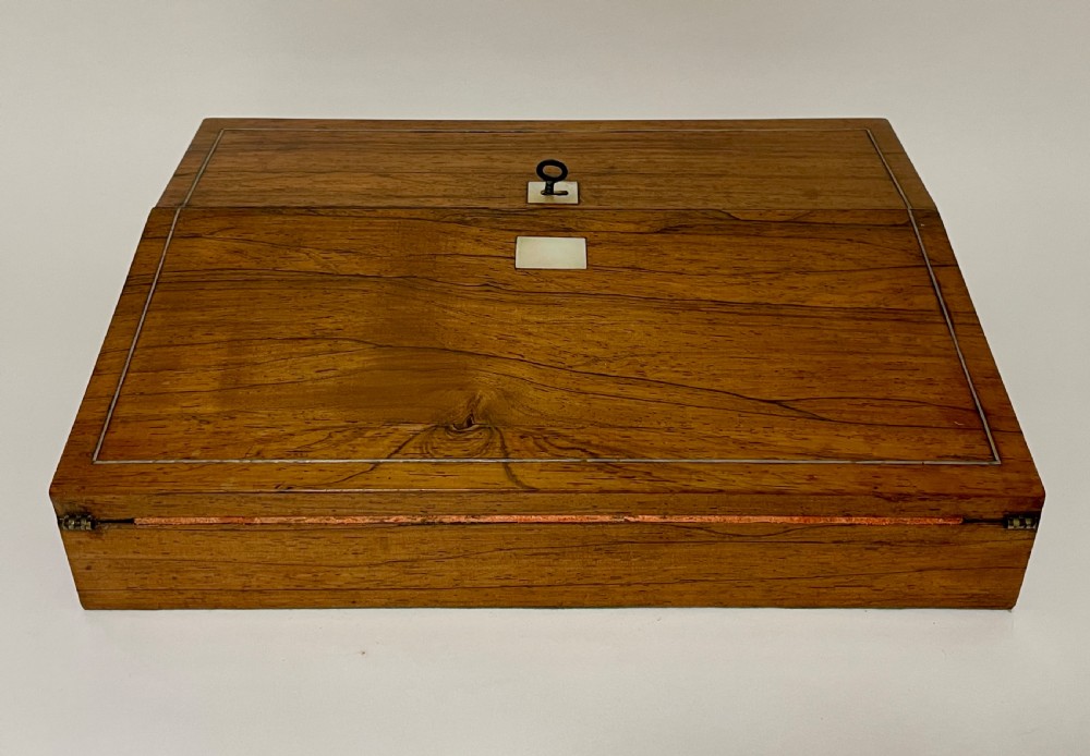 Antique Rosewood Inlaid Writing Slope