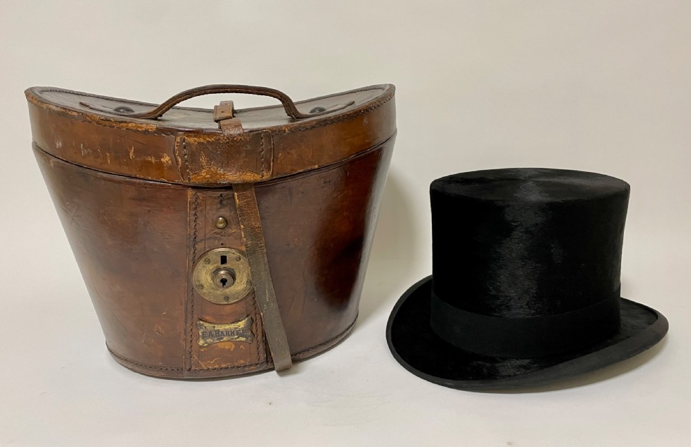 Antique Silk Top Hat in Leather Case