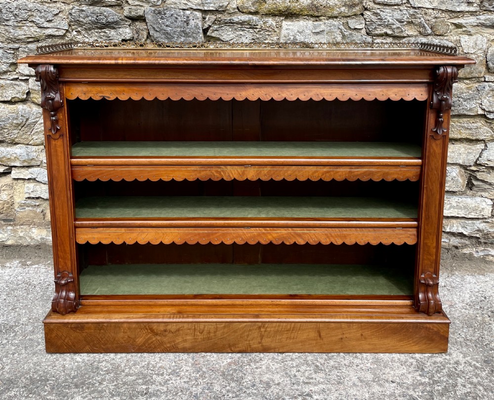Victorian Walnut Open Bookcase