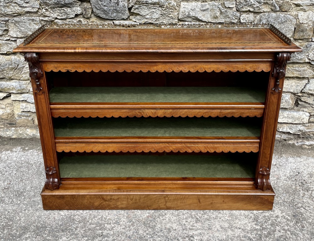 Victorian Walnut Open Bookcase View II