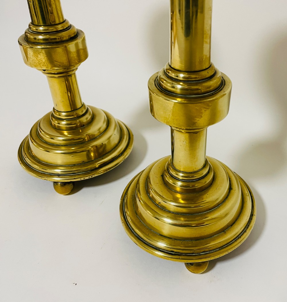 Pair of Victorian Brass Altar Candlesticks View XI