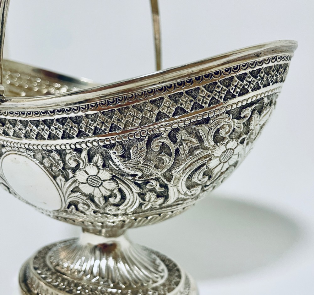 Victorian Solid Silver Swing Handle Sugar Basket View VII