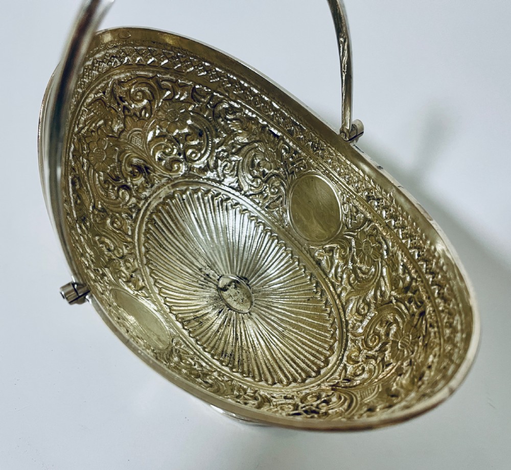 Victorian Solid Silver Swing Handle Sugar Basket View VIII